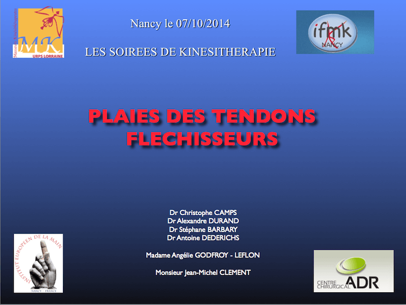 plaie des tendons fléchisseurs